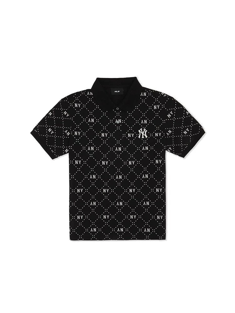 MLB T-shirt Top Version Girls Diamond Presbyopic Full Print POLO Shirt Vintage Casual All-Matching Summer New