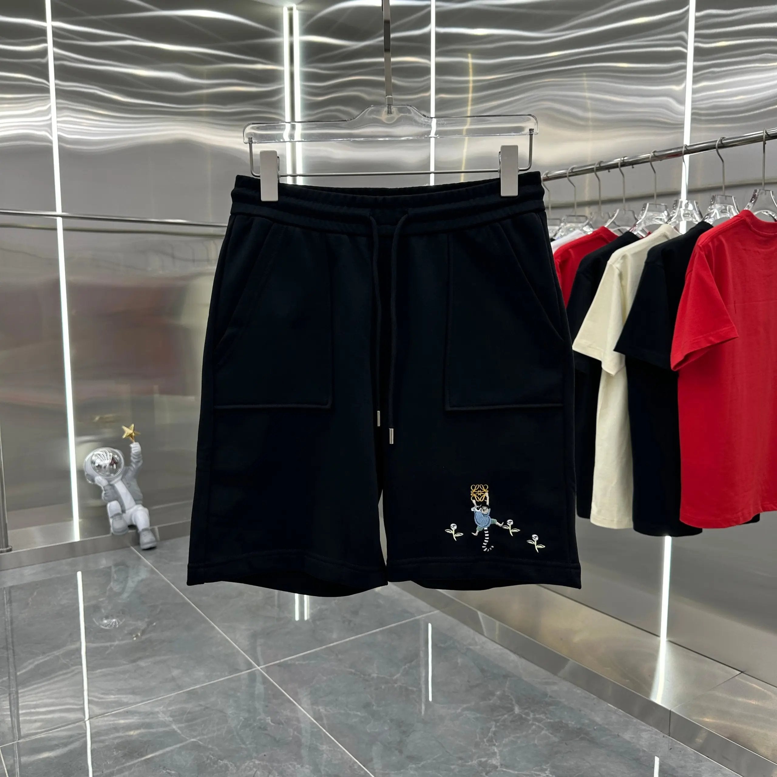 LOEWE Shorts logo Letter Embroidered Shorts Five-Point Pants25ss New Drawstring Casual Summer Pants5Two-in-One Casual Sweatpants for Men and Women, Pure Cotton Joggers