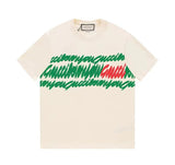 Gucci T-shirt Red and Green Alphabet Color Graffiti logo round Neck Short Sleeve25ss New Pure Cotton Unisex Style T T-shirt OS Loose Fit Base Shirt Top Half Sleeve T-Shirt