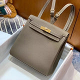 Hermes women's bag Top version h Handmade hermes High-End Backpack Backpack Men's and Women's Bag KellyAdo22cm Unisex Backpack Backpack Schoolbag Shoulder Bag Imported togo Leather Hand Sewing Wax Line