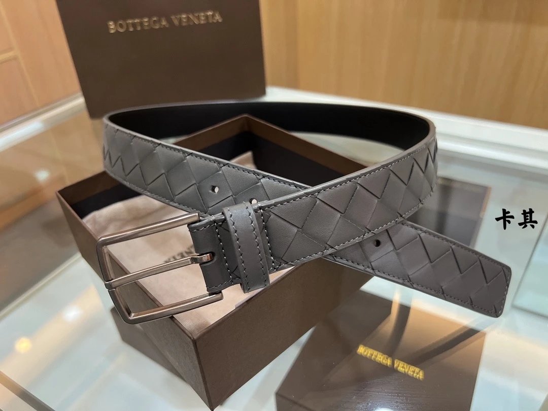 Bottega Veneta Belt 【First Layer Cowhide】Counter Version Free Packaging New Belt Men's First Layer Cowhide Hand-Woven Calfskin Belt Fashion All-Matching3.5cm Pant Belt Men and Women Business Casual Belt Belt Men's Leather Belt