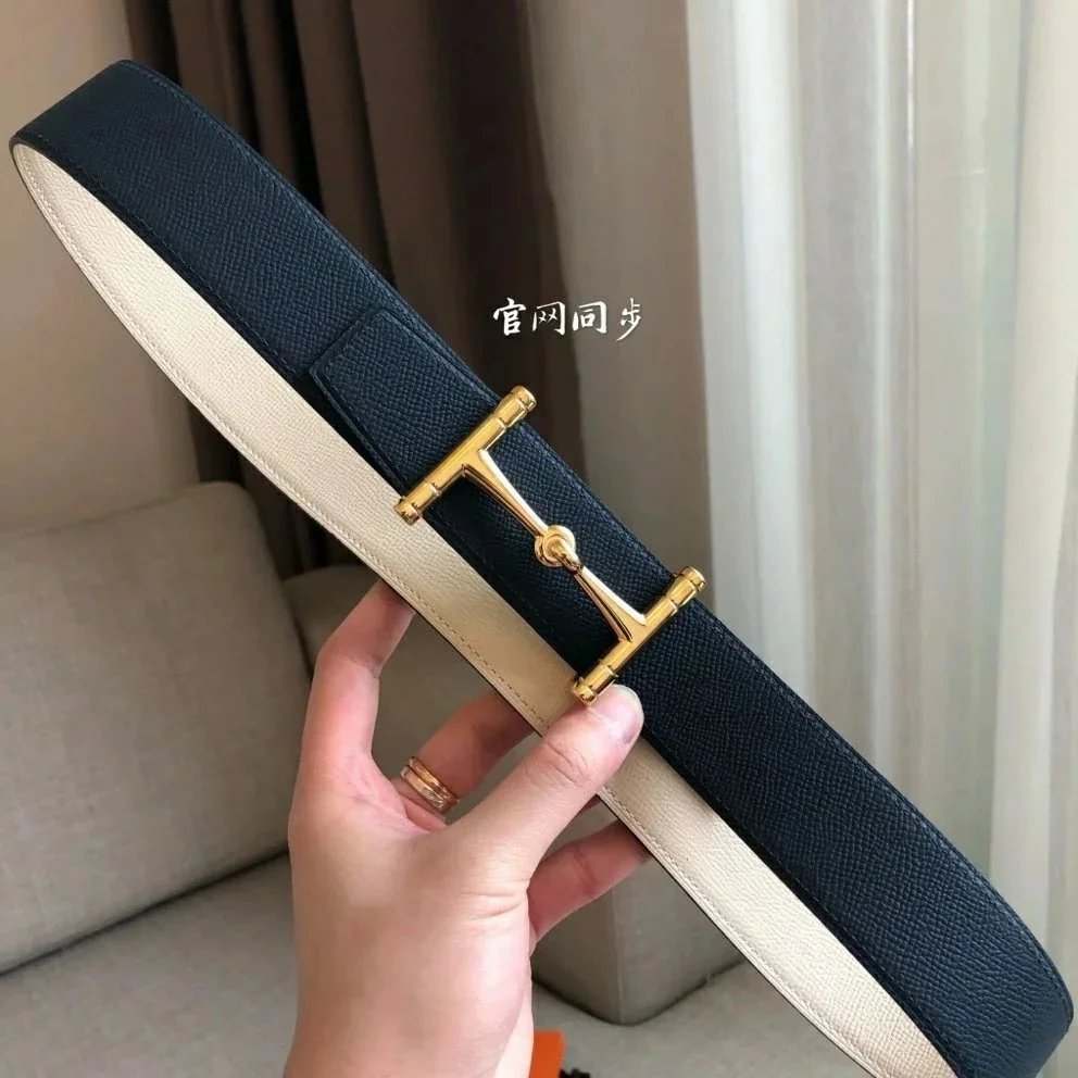 Hermes Belt Top version High Quality2020New Men's Leather Belt Smooth H Buckle Business Casual Belt Double-Sided Available Calf Leather3.8cm