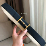 Hermes Belt Top version High Quality2020New Men's Leather Belt Smooth H Buckle Business Casual Belt Double-Sided Available Calf Leather3.8cm