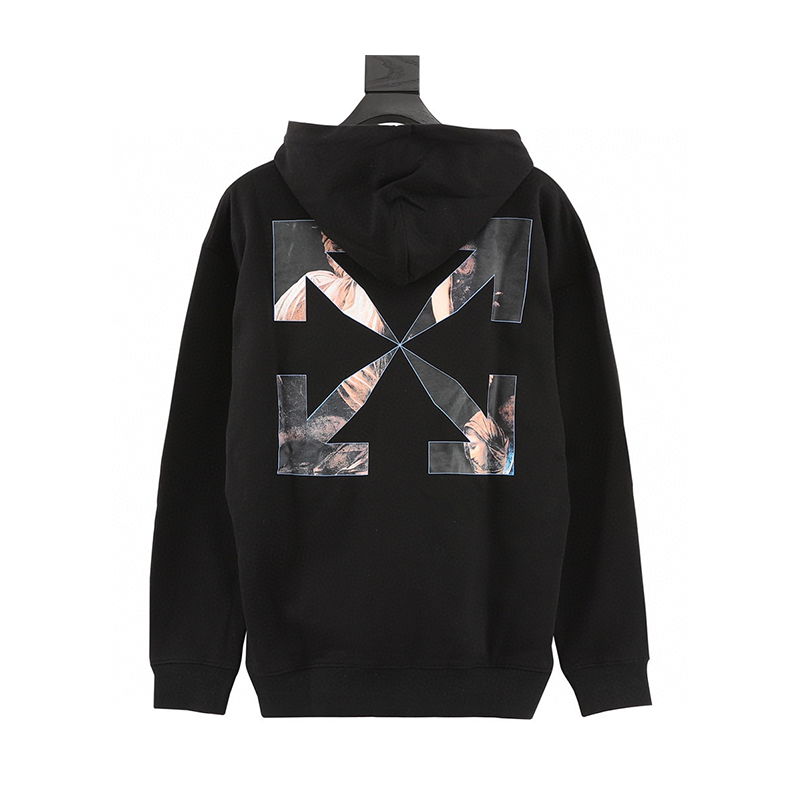 OFF -White Hoodie Small Religious Printed Long-Sleeved Hooded Sweater for Men and Women