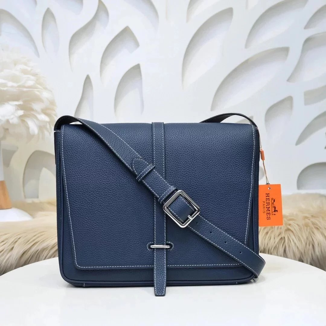 Hermes men's bag Top version Market Quality New Classic Men's Fashion Crossbody Bag Men's Casual Shoulder Bag Men's Bag First Layer Cowhide Handbag Khaki Full Leather Black Canvas Handmade Large Bag Women's Bag