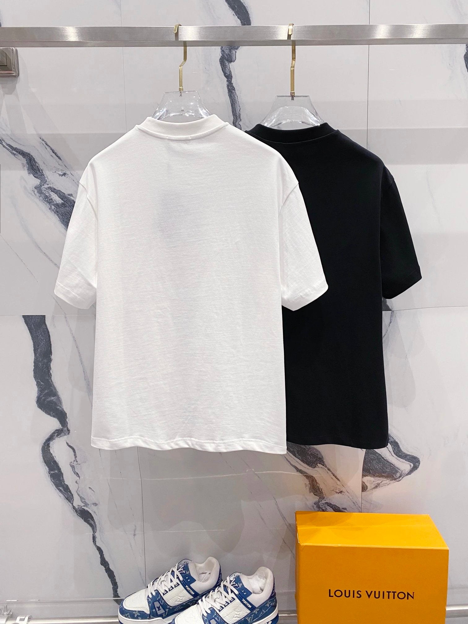 PRADA T-shirt Nylon Pocket Triangle Logo Iron Brand Letter Tape LOGO Round Neck Short Sleeve Pure Cotton Unisex T T-shirt OS Loose Fit Casual T-Shirt