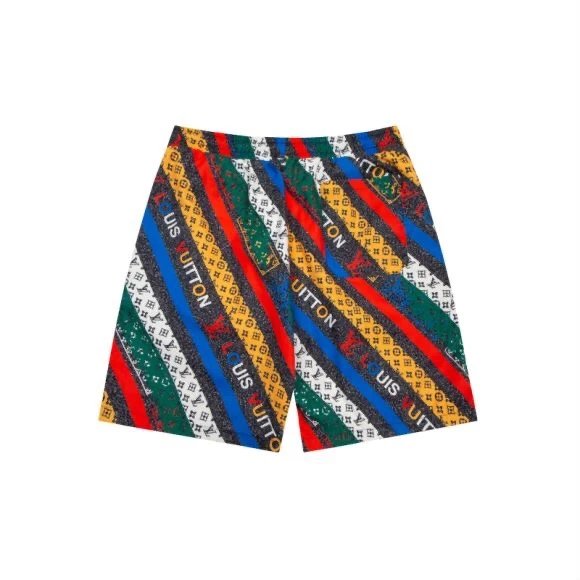 Louis Vuitton LV Shorts Full Print Striped Rainbow Beach Shorts Five-Point Shorts os Loose Quick-Dry Unisex Casual Trendy Brand Big Shorts25ss New Product5Pants