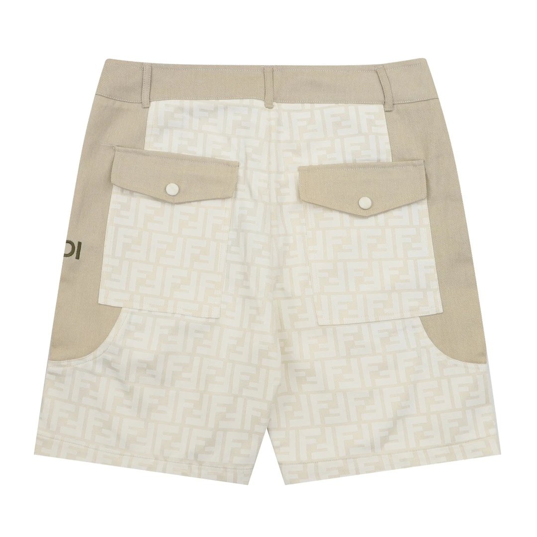 FENDl Shorts Full Print Double F Letter Printing logo Five-point Shorts25ss New Drawstring Casual Summer Pants American Style5Two-in-One Casual Sweatpants for Men and Women, Pure Cotton Joggers