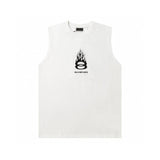 Balenciaga T-shirt Flame Embroidery on the Chest logo Sleeveless Short Sleeve Sleeveless Vest25ss New Pure Cotton Unisex Style T T-shirt OS Loose Fit Base Shirt Top Half Sleeve T-Shirt