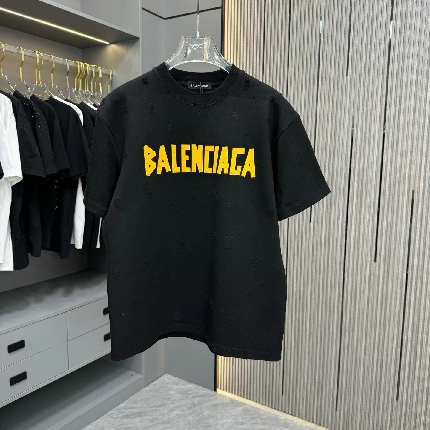 Balenciaga T-shirt 3D Silicone Craft logo round Neck Short Sleeve25ss New Pure Cotton Unisex Style T T-shirt OS Loose Fit Base Shirt Top Half Sleeve T-Shirt