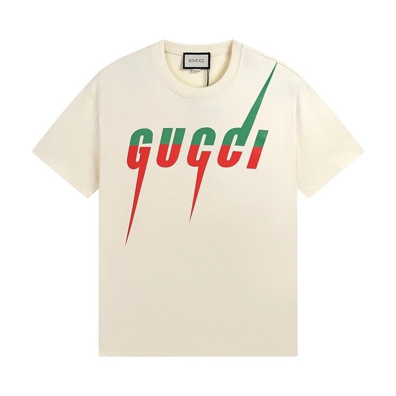 Gucci T-shirt Layered Color Letter Print Round Neck Short Sleeve25ss New pure cotton T Unisex T-Shirt OS Loose Fit Base Shirt Top Half Sleeve T-Shirt