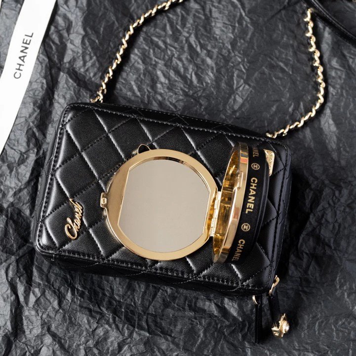 Chanel Women's Bag Top version 【Counter Version】Small24S New Spring Limited Edition Camera Bag Virginie Box Cosmetic Bag Mirror Bag24s Camera Shoulder Bag Crossbody Clutch Chain Bag Women's Bag Men's Bags Camera Box Bag As4817