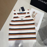 PRADA T-shirt Full-length Striped logo Sleeveless Short Sleeve Sleeveless Vest25ss New Pure Cotton Women's Base Shirt T T-shirt OS Loose Fit Half Sleeve T-Shirt