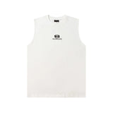 Balenciaga T-shirt Double Ring Letter Embroidery on the Chest logo Sleeveless Short Sleeve Sleeveless Vest25ss New Pure Cotton Unisex Base Shirt Top Half Sleeve T T-shirt OS Loose Fit T-Shirt