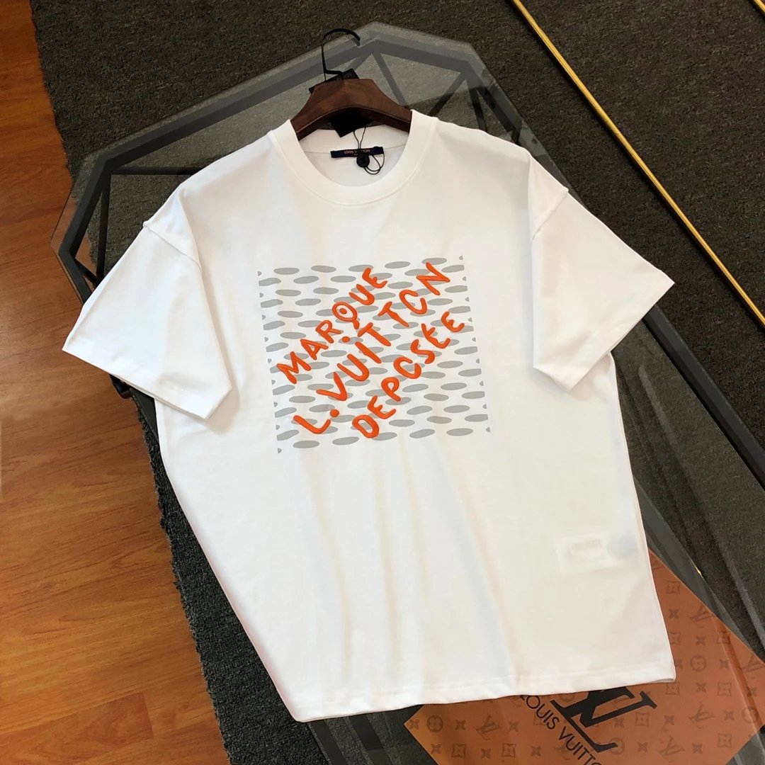 Louis Vuitton LV T-shirt Embroidery on the chest logo round Neck Short Sleeve25ss New Pure Cotton Unisex Style T Casual T-Shirt Base Layer Shirt OS Loose design