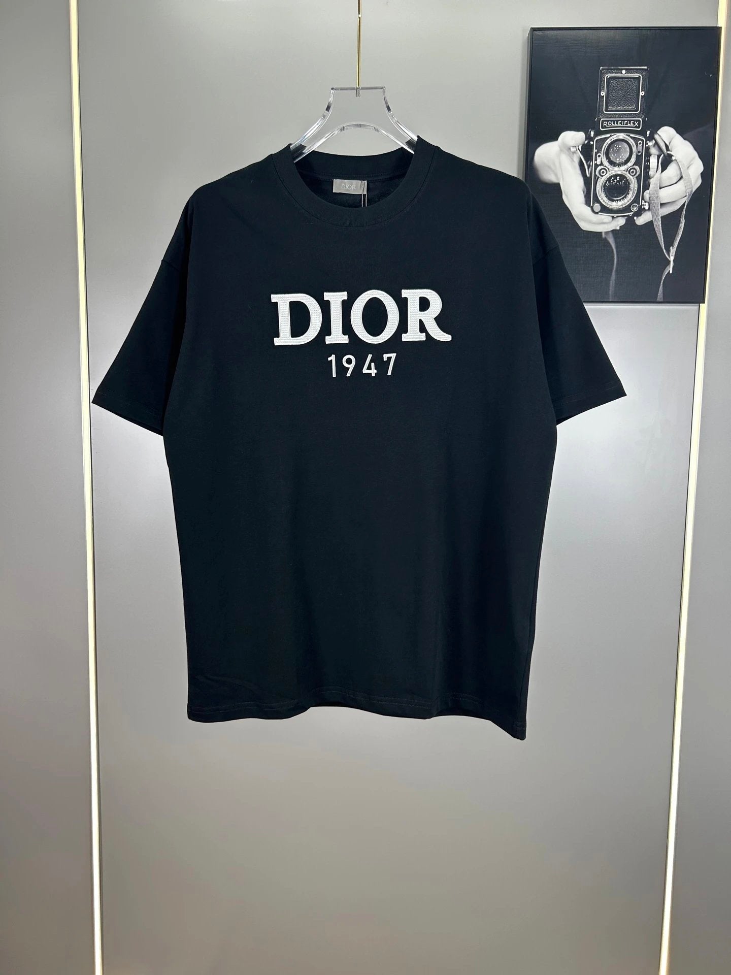 Dior T-shirt Chest Letter Embroidery logo round Neck Short Sleeve25ss New Pure Cotton Unisex Style T T-shirt OS Loose Fit Base Shirt Top Half Sleeve T-Shirt