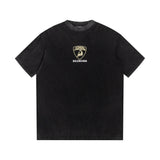 Balenciaga T-shirt Front Lamborghini Logo Print logo round Neck Short Sleeve25ss New Pure Cotton Unisex Style T Casual T-Shirt Base Layer Shirt OS Loose Fit Half Sleeve Top Plus Size