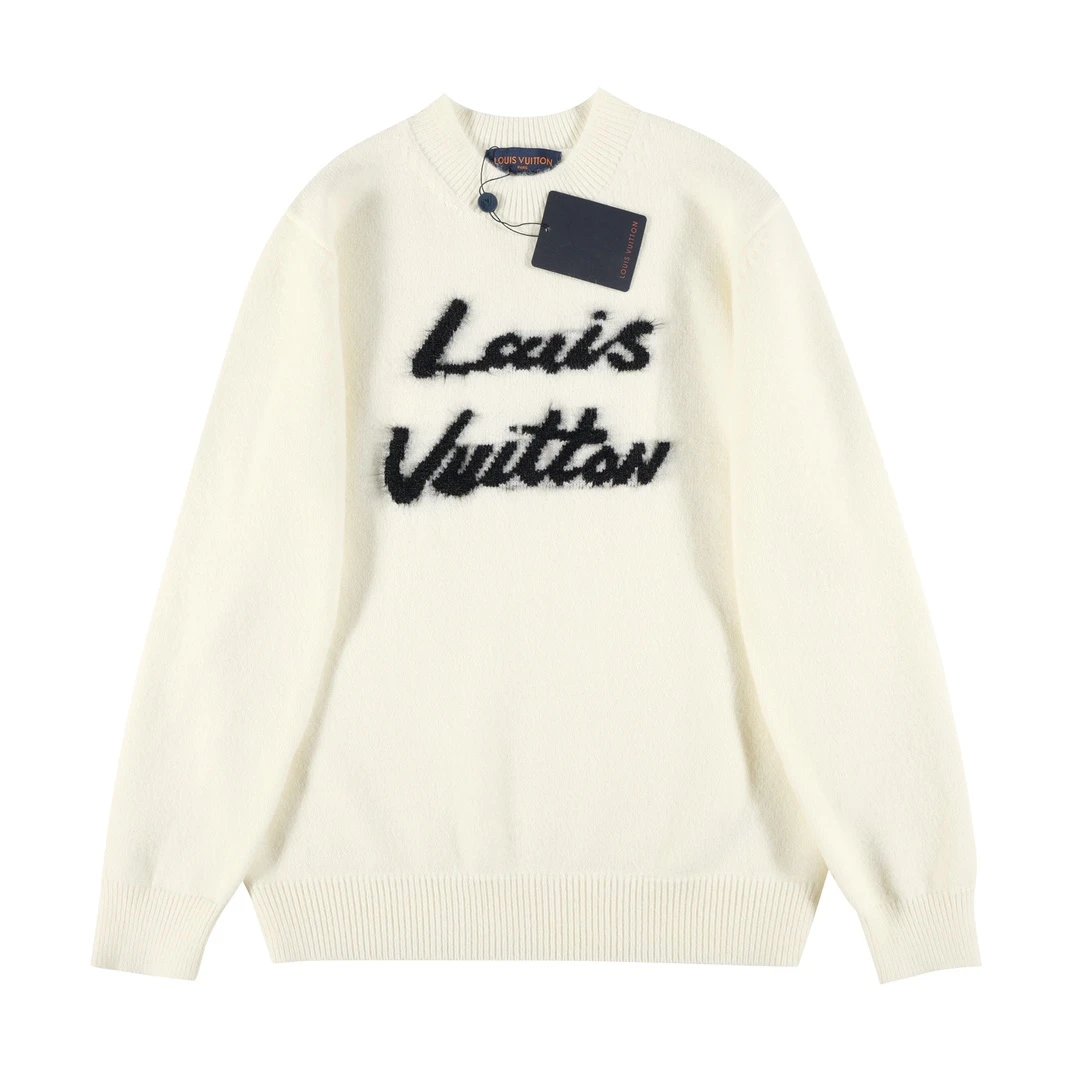 Louis Vuitton LV Sweater Mohair Crew Neck Sweater Long Sleeve Thickened Lazy Style OS Loose Fit Unisex Knit Top Jacket Versatile Casual Wearable Inside and Outside