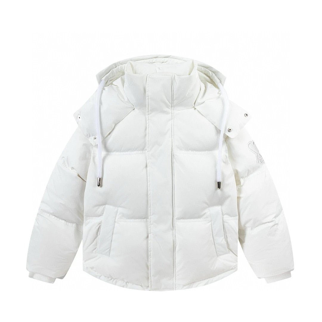 Ami Down jacket Top Version down Jacket Short Thickened Men's and Women's Loose Trendy Coat Winter White Duck down