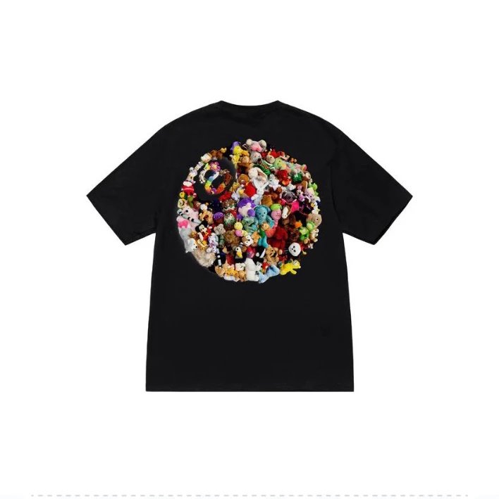 Stussy T-shirt Top Version Fashion Brand Plush Dice Summer Men's and Women's Same Style Short Sleeve T T-shirt