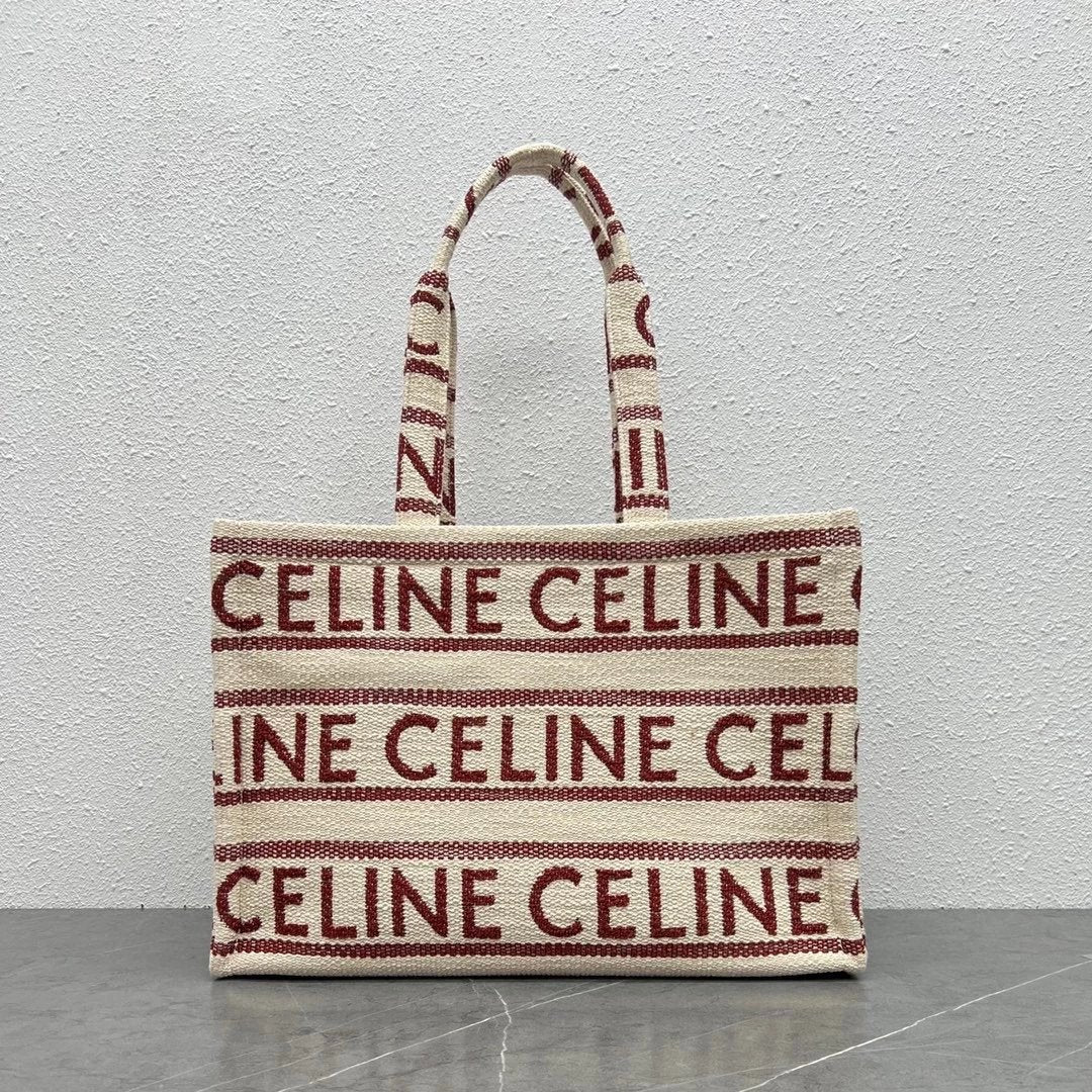 Celine women's bag Top version 【Super Original Leather】New Product cabas Summer Canvas Fabric Beach Bag Towel Series Tote Bag Denim Denim Small Size Tote Bag Large Shopping Bag Mummy Bag Brown Embossed Arc De Triomphe logo New tote Bag199162196762