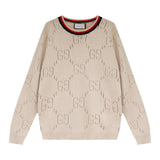 Gucci Sweater Hollow Alphabet Knitting round Neck Sweater Long Sleeve Thicken Lazy Style Men's and Women's Same Loose Knitted Jacket Outer and Inner Wear All-Matching Casual