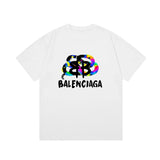 Balenciaga T-shirt Colorful Graffiti Letter Print Logo Logo Crew Neck Short Sleeve25ss New Pure Cotton Unisex Style T T-shirt OS Loose Fit Base Shirt Top Half Sleeve T-Shirt