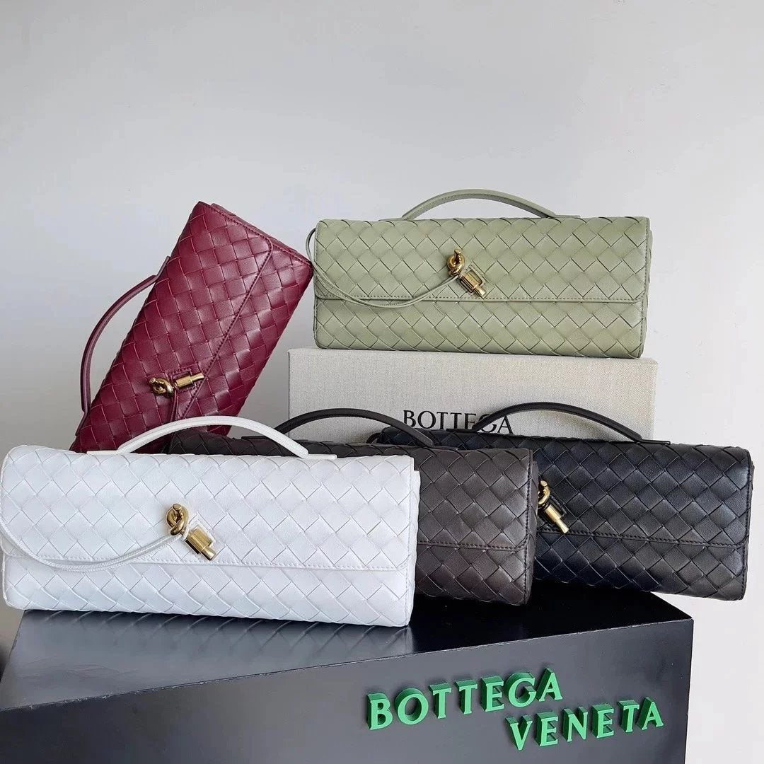 Bottega Veneta Women's Bag Top version 【Original Version/Andiamo Dinner Bag Long Clutch Mobile Phone Bag Wallet Bag Women's Bag/New Woven Bag Small Handbags Woven Clutch Women's Dinner Bag