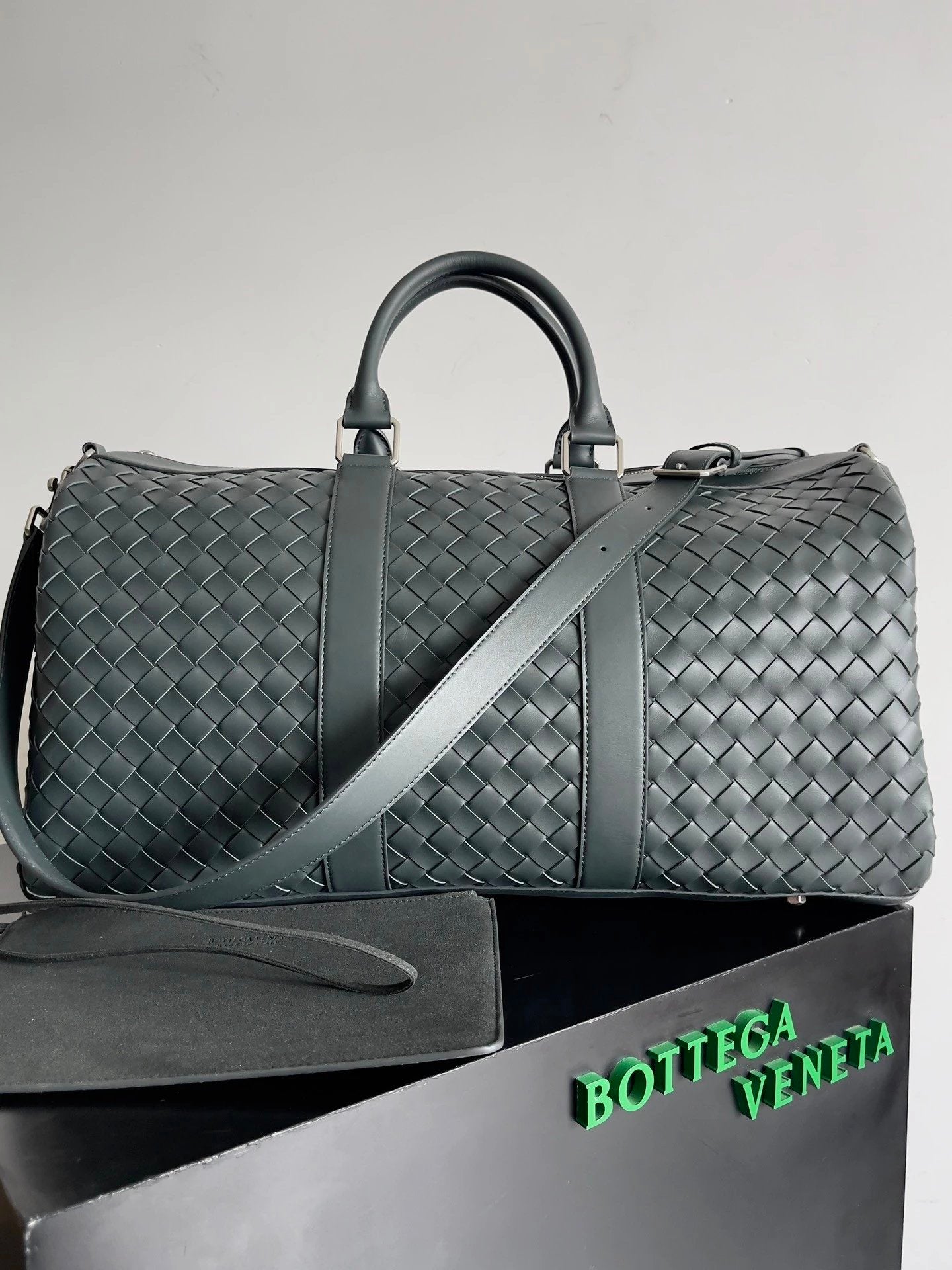 Bottega Veneta Men's Bag Top version 【Super Original Leather Quality】24New Woven Large Travel Bag50cm Large Travel Bag Luggage Bag New50Woven Bag Handbag Woven Bag Men's and Women's Bags