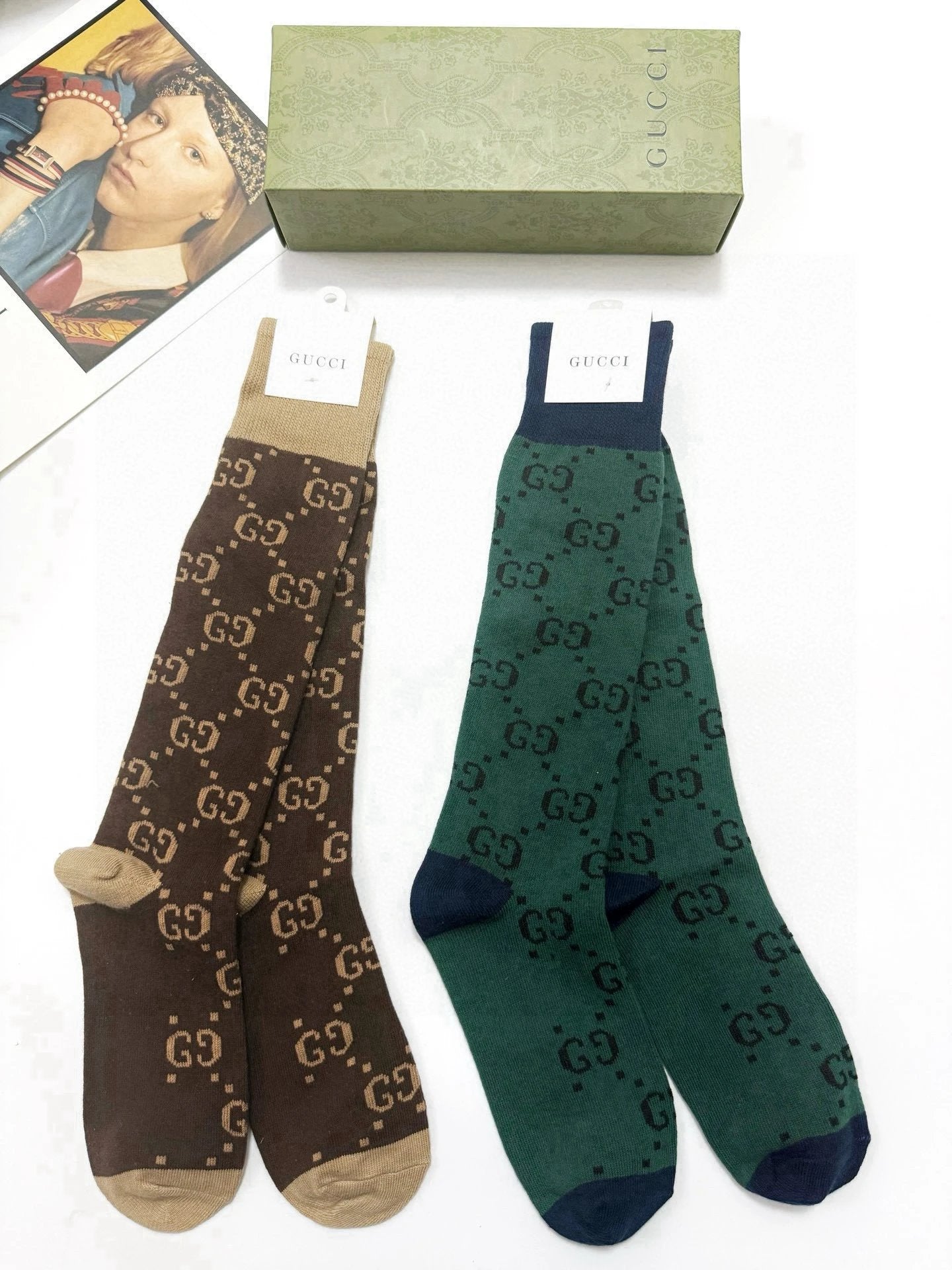 Gucci Sock 【a Box2Double】Double G Letters logo Breathable and Stylish Long Cotton Calf Socks25ss New Short Tube Cotton Socks Spring Summer Autumn Sports Casual Versatile Business Thin Deodorant Sweat-Absorbing