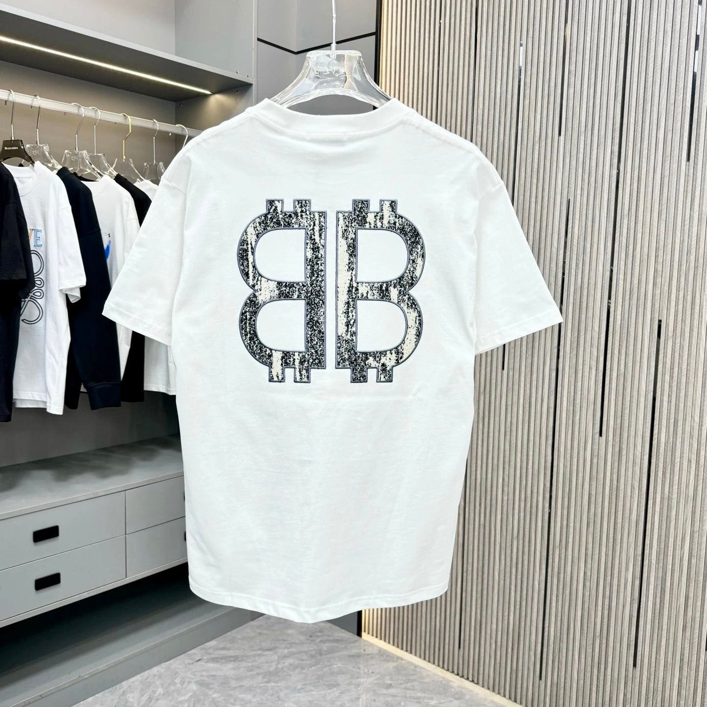 Balenciaga T-shirt Double Back B Letter Patch Embroidery logo round Neck Short Sleeve25ss New Pure Cotton Unisex Style T T-shirt OS Loose Fit Base Shirt Half Sleeve T-Shirt Top Half Sleeve