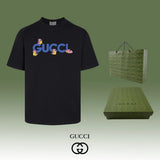 Gucci T-shirt Cartoon Letter Print on Chest logo round Neck Short Sleeve25ss New Pure Cotton Unisex Style T T-shirt OS Loose Fit Base Shirt Half Sleeve T-Shirt Top Half Sleeve