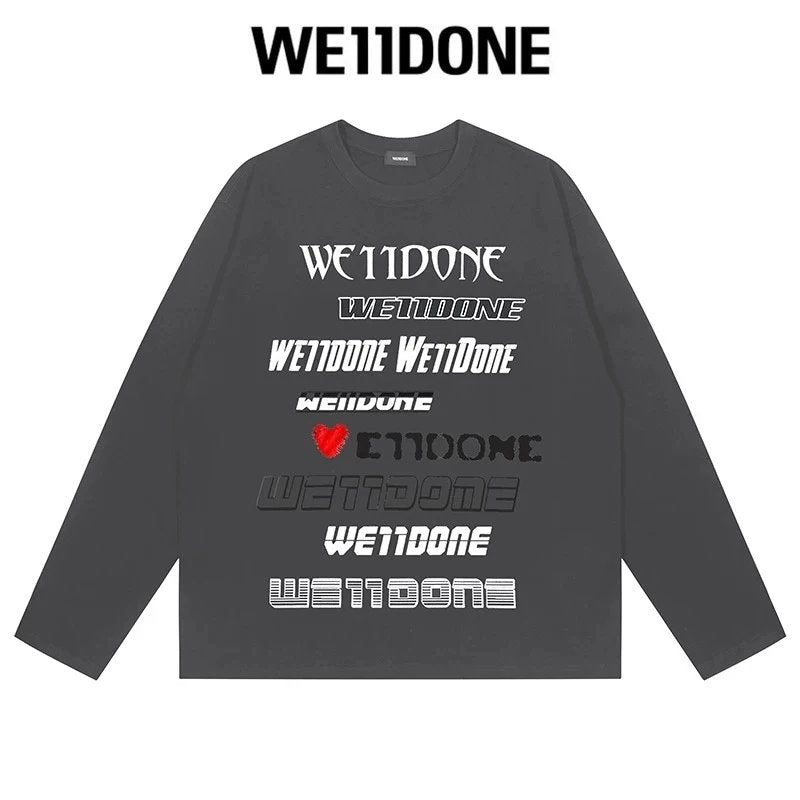 We11done Hoodie Top Version Zhao Lusi Yang Mi Long Sleeve T T-shirt Color Graffiti Letters Gradient Spring and Autumn