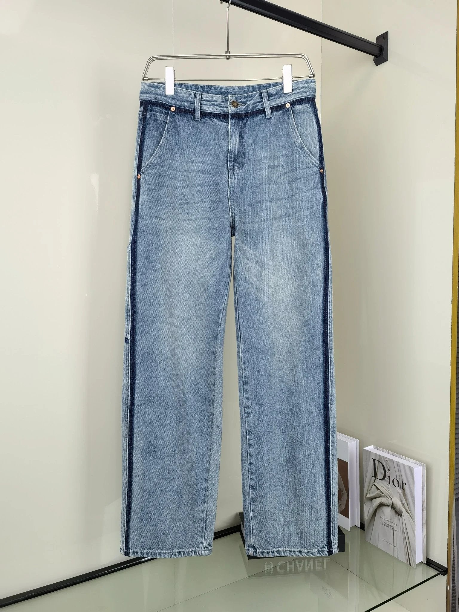 Gucci Jeans Back Body Letter Stickers logo25ss Spring Summer New Straight Loose Slim Fit Jeans Unisex Long Pants