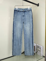 Gucci Jeans Back Body Letter Stickers logo25ss Spring Summer New Straight Loose Slim Fit Jeans Unisex Long Pants