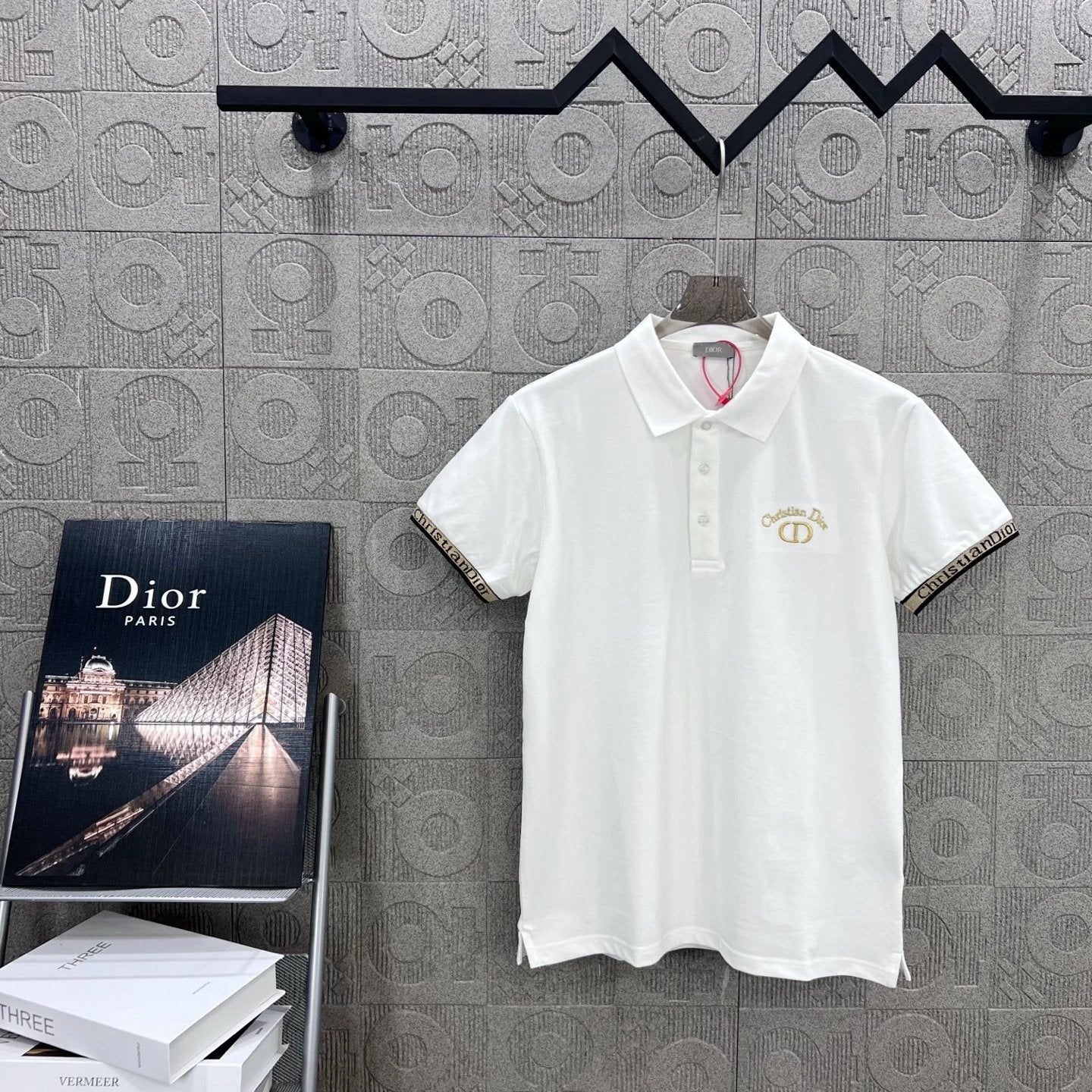 Dior T-shirt Chest Letters logo Embroidery POLO Short Sleeve Turn-down Collar Shirt Unisex Summer Loose Fit T Business Commuter Short Sleeve Shirt Plus Size
