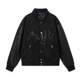 Amiri Jackets Coat 2024Autumn and Winter New Patch Embroidered Letter Lapel Baseball Jacket for Men and Women