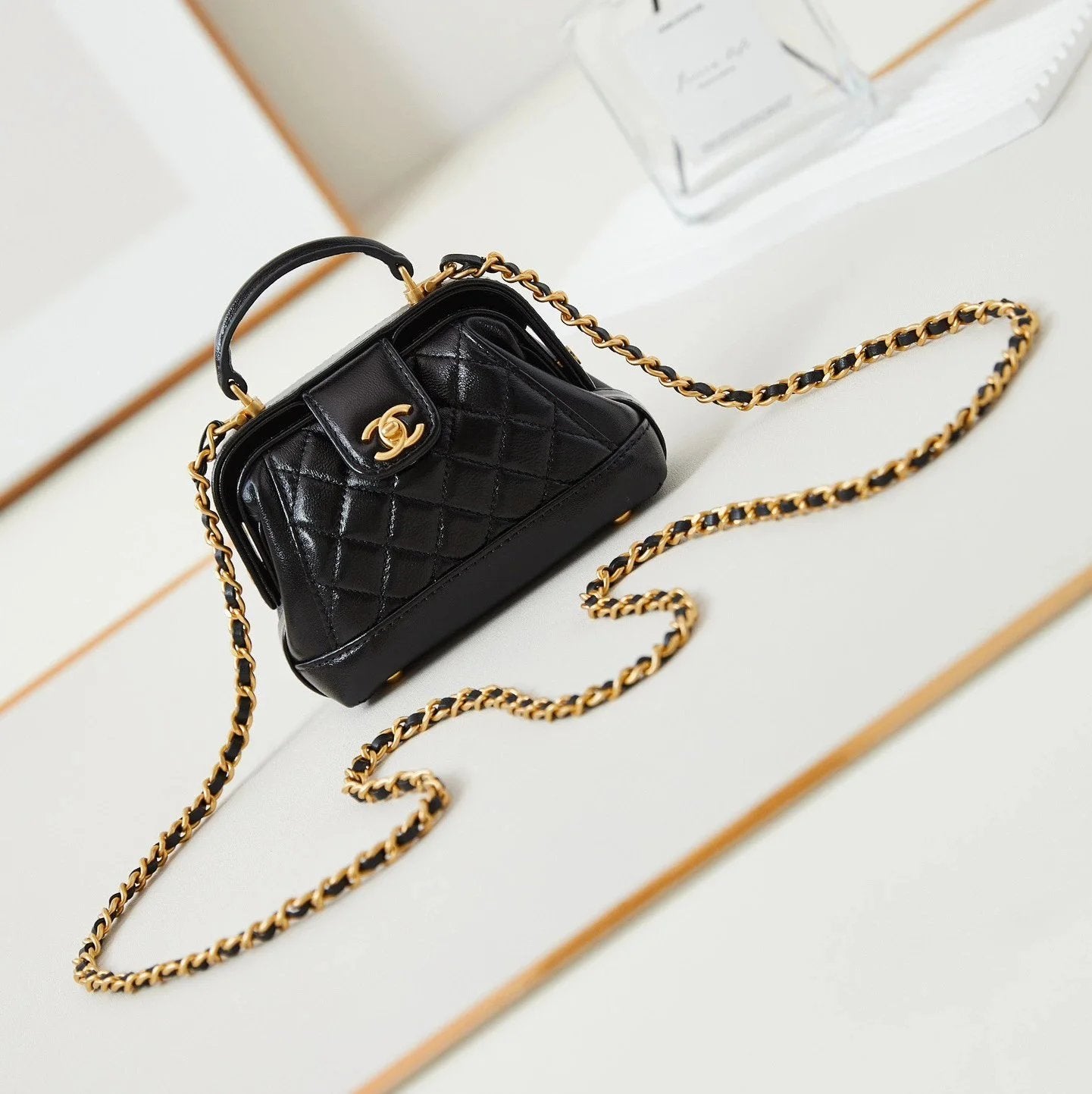 Chanel Women's Bag 【Original Leather Version】24A New Doctor Bag Original Leather New24A High-End Handmade Workshop Series Doctor Bag Women's Bag Shoulder Bag Messenger Bag Handbags Original Oil Wax Leather with Metal Chain.Classic Rhombus Design.Retro Fas