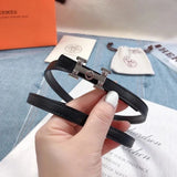Hermes Belt Top version 1.3cm Women's Belt Wide Genuine Leather Double-Sided Belt Italy Imported First Layer Cowhide Leather Pure Original Leather Pure Steel Buckle h Home Pant Belt
