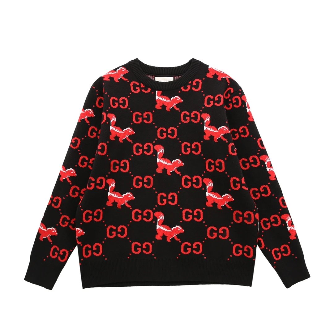 Gucci Sweater Water Tower Double G Knitted Crew Neck Sweater Long Sleeve Thickened Lazy Style Unisex Loose Knit Top Coat Versatile Casual Wear
