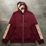 Burberry Hoodie Classic Plaid Patchwork Zipper Hoodie Sweatshirt Jacket Unisex Sports Casual OS Loose fit versatile style
