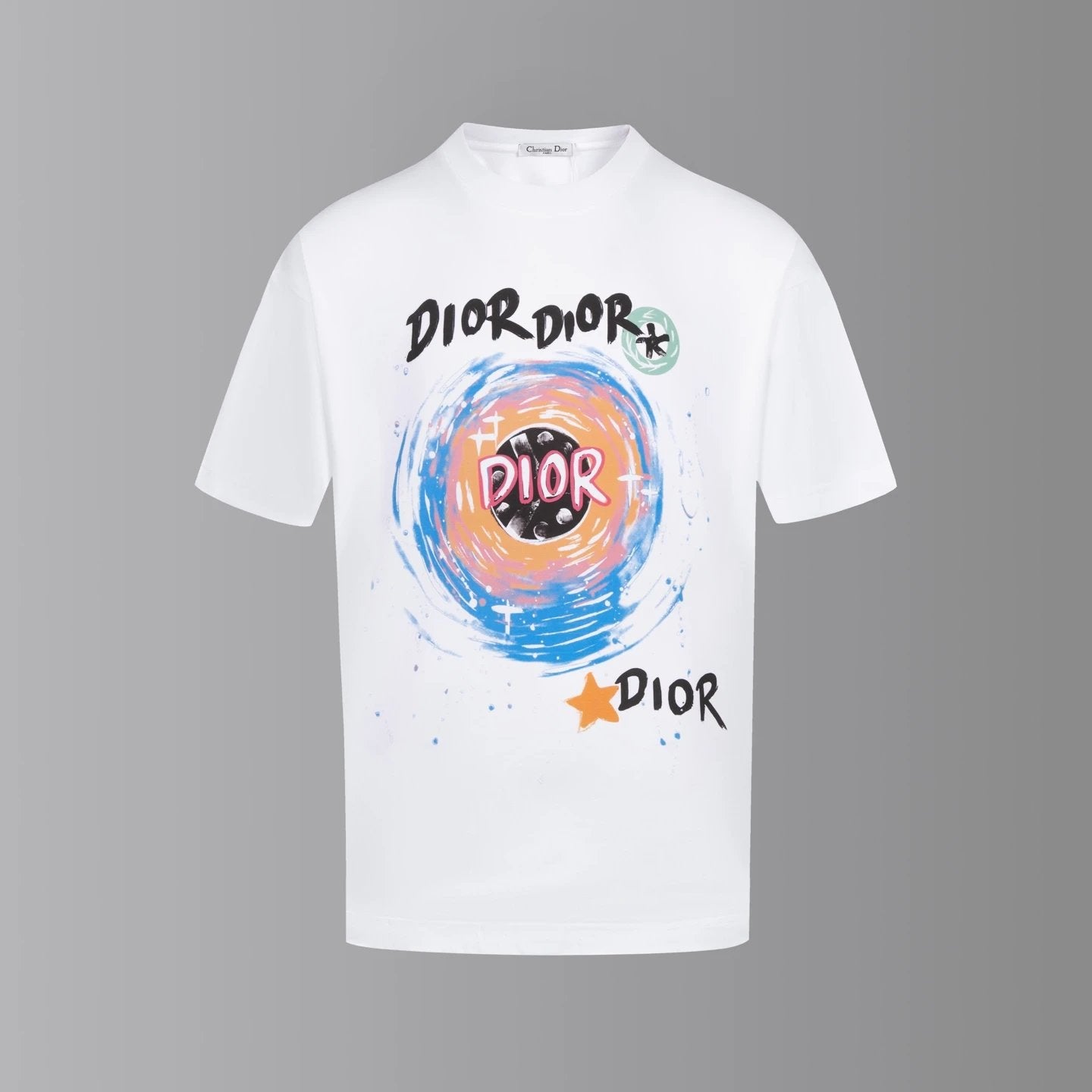 Dior T-shirt Hand-painted Letter Pattern Print on the Chest logo round Neck Short Sleeve25ss New pure cotton T Unisex T-Shirt OS Loose Fit Base Shirt Top Half Sleeve T-Shirt