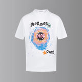 Dior T-shirt Hand-painted Letter Pattern Print on the Chest logo round Neck Short Sleeve25ss New pure cotton T Unisex T-Shirt OS Loose Fit Base Shirt Top Half Sleeve T-Shirt