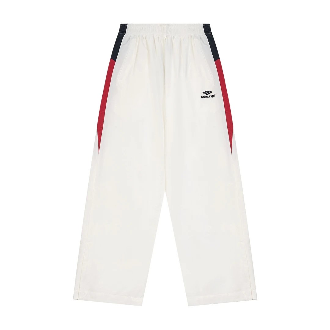 Balenciaga Sweatpants Comes with a matching jacket3B Embroidered White and Red Hooded Set Paris Patchwork Sports Uniform Sweatpants Versatile Wide-leg Pants Straight-leg Pants Long Pants Unisex24ss Autumn and Winter New Products