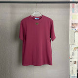 PRADA T-shirt Front Triangle Logo Letter Rhinestone logo round Neck Short Sleeve25ss New Pure Cotton Unisex Style T T-shirt OS Loose Fit Base Shirt Top Half Sleeve T-Shirt