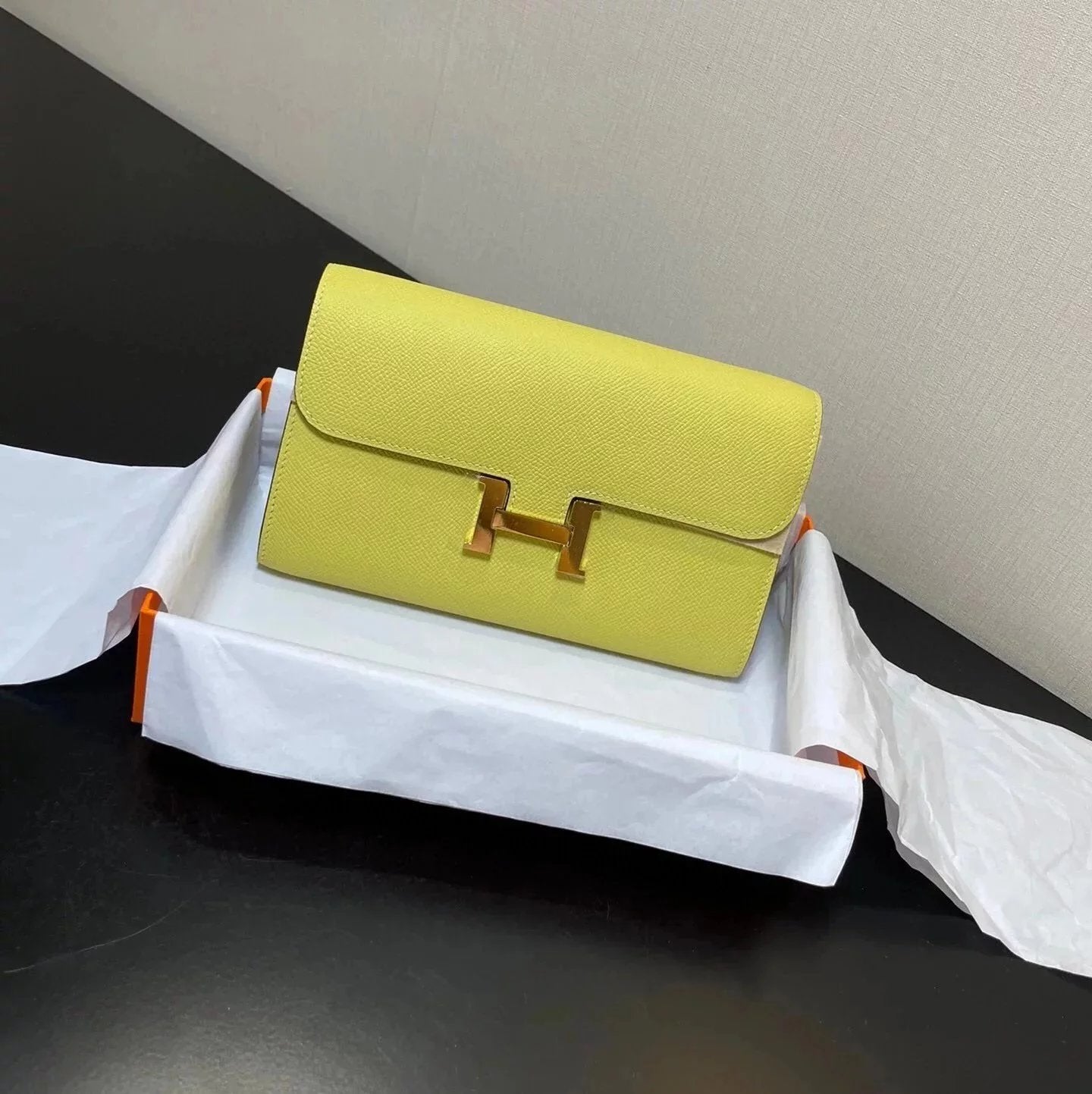 Hermes women's bag Top version New Kangkang Women's Bag epsom Leather Palm Print ConstanceToGoWoc Shoulder Crossbody Handbag Clutch Long Long Purse Wallet Dinner Bag