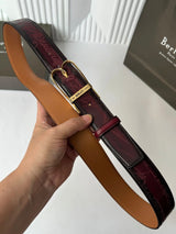 Berluti Belt Top version Original Single Men's New High-End Double-Sided Belt Waist Belt Pure Steel Rotating Pin Buckle Buckle Double-Sided Two-Color Totem Carving Carved Genuine Leather35mm Full Package Belt Men