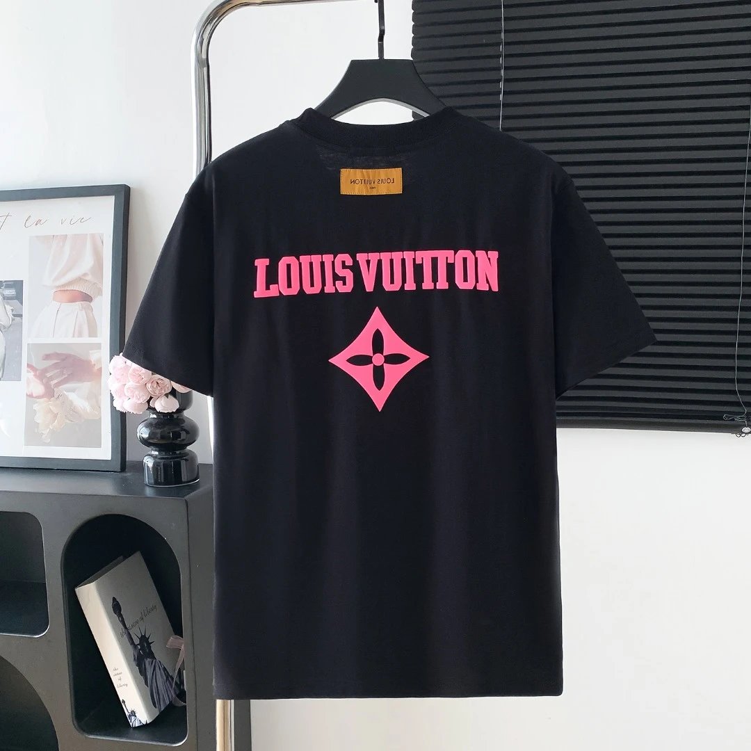 Louis Vuitton LV T-shirt Front and Rear Letter Printing logo round Neck Short Sleeve25ss New Pure Cotton Unisex Style T T-shirt OS Loose Fit Base Shirt Half Sleeve T-Shirt Top Half Sleeve
