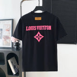 Louis Vuitton LV T-shirt Front and Rear Letter Printing logo round Neck Short Sleeve25ss New Pure Cotton Unisex Style T T-shirt OS Loose Fit Base Shirt Half Sleeve T-Shirt Top Half Sleeve