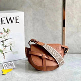 LOEWE Women's Bag Top version 【Counter Version Original Leather】Send a Full Set of Packaging Loew New Mini Letter Wide Shoulder Strap Saddle Bag GateDual Saddle Bag Women's Bag Retro Horseshoe Bag